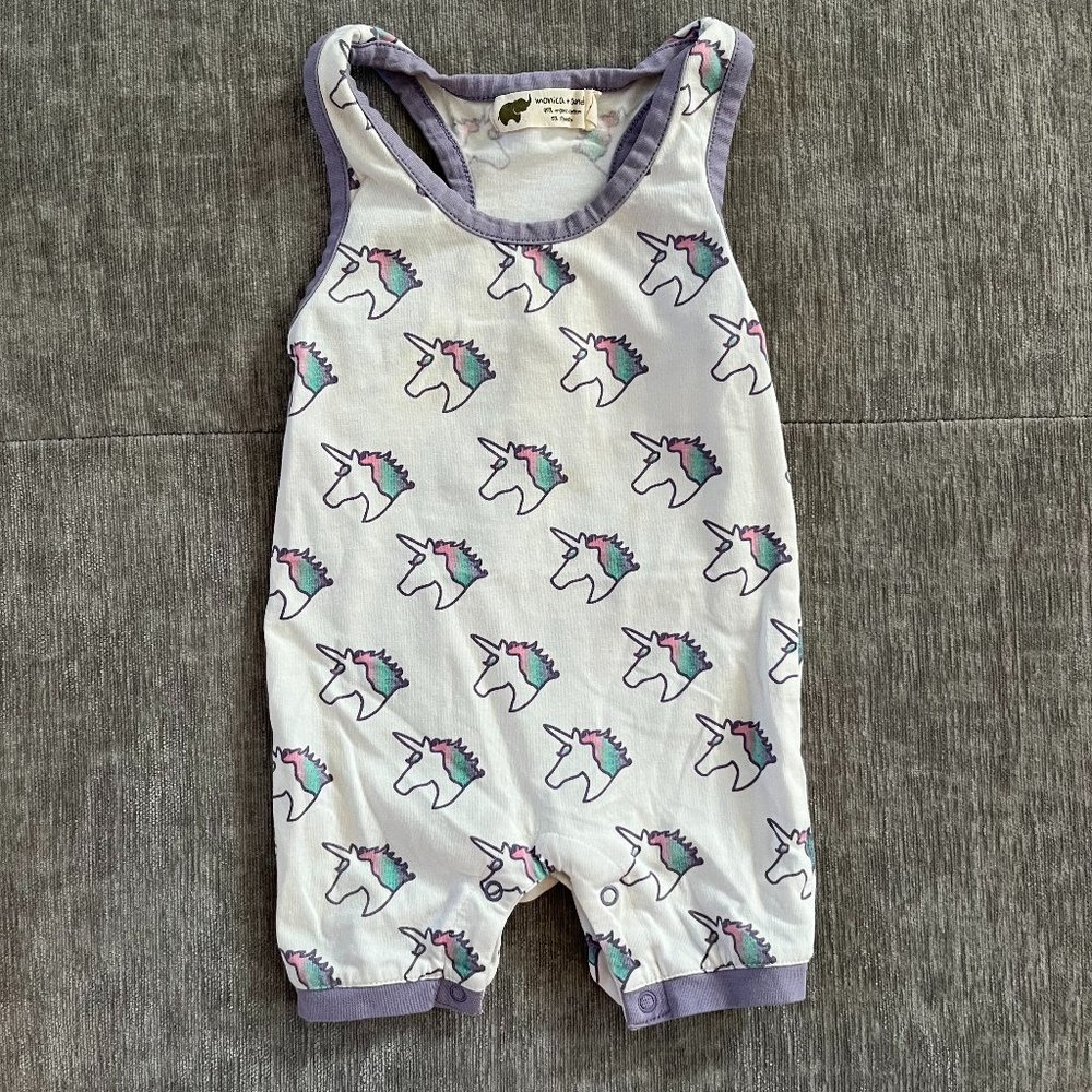 Monica + Andy Unicorn Racerback Shortall 3-6M